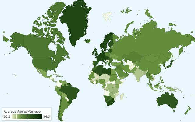 Elkészült a világ házasságkötési térképe