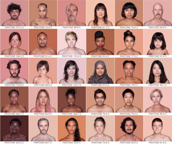 Bőrszínek a pantone-skálán - csodás, provokatív képek