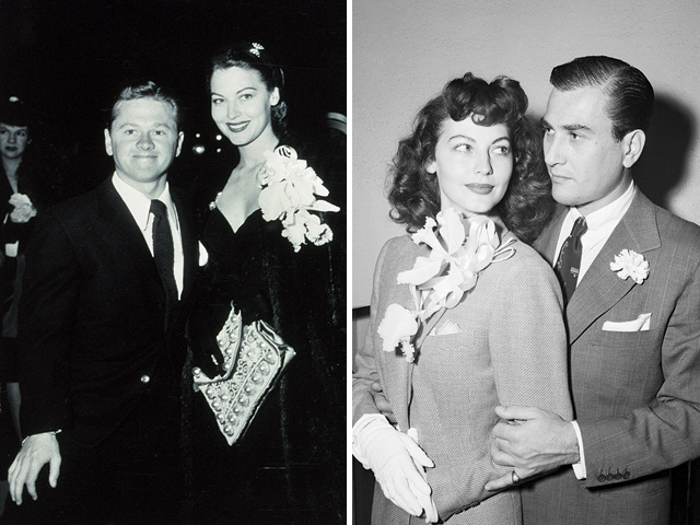 Első férje, Mickey Rooney már egy hét után megcsalta (balra), második házassága, Artie Shaw dzsesszklarinétossal egy évig sem tartott, kis híján ráment a karrierje (jobbra)