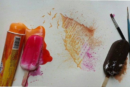 Jégkrémmel fest egy művész - képek