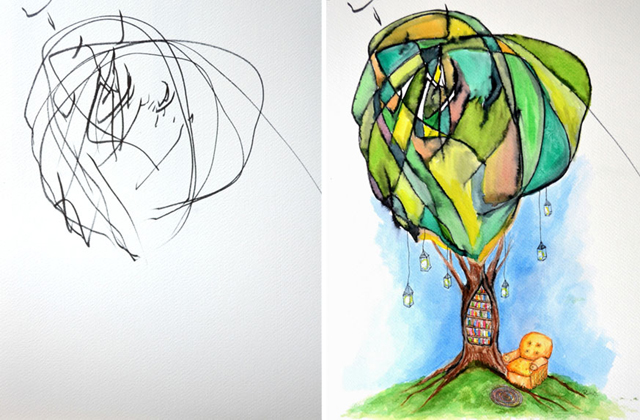 Kislánya rajzaiból készít műalkotásokat az anya