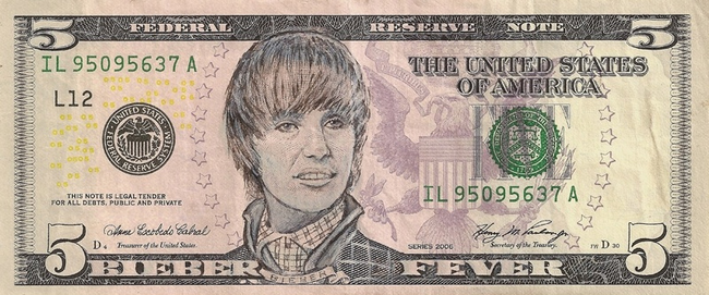 Hogy kerül Justin Bieber az 5 dollárosra?