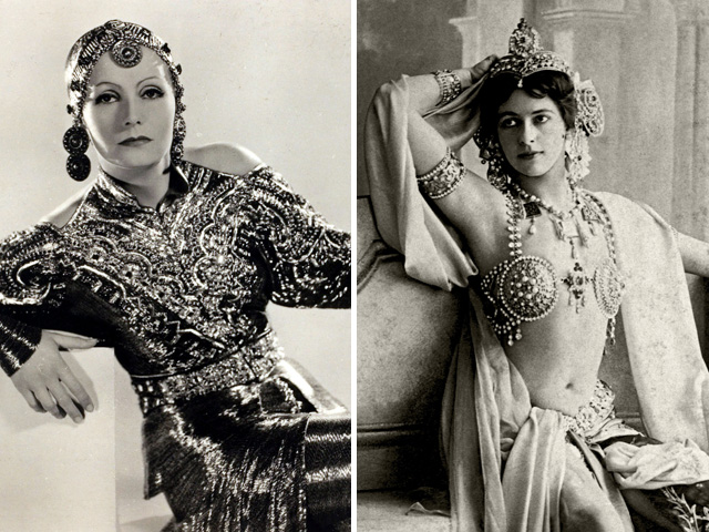 Greta Garbo Mata Hari szerepében (bal oldalon), és az igazi Mata Hari (jobb oldalon)