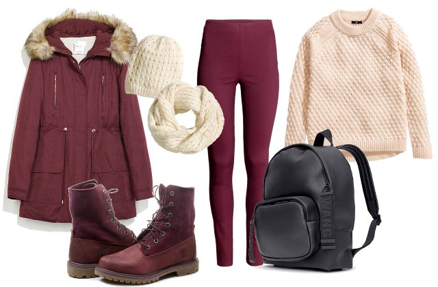 Kabát: Zara, pulcsi, nadrág, sapka, sál: H&M, táska: Alexander Wang for H&M, cipő: Office Shoes - Timberland