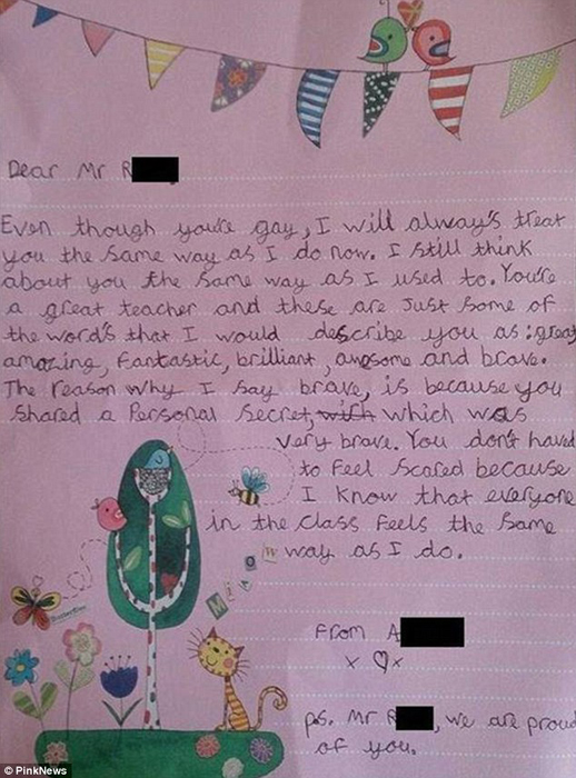 Aranyos levelet írt meleg tanárának a kislány