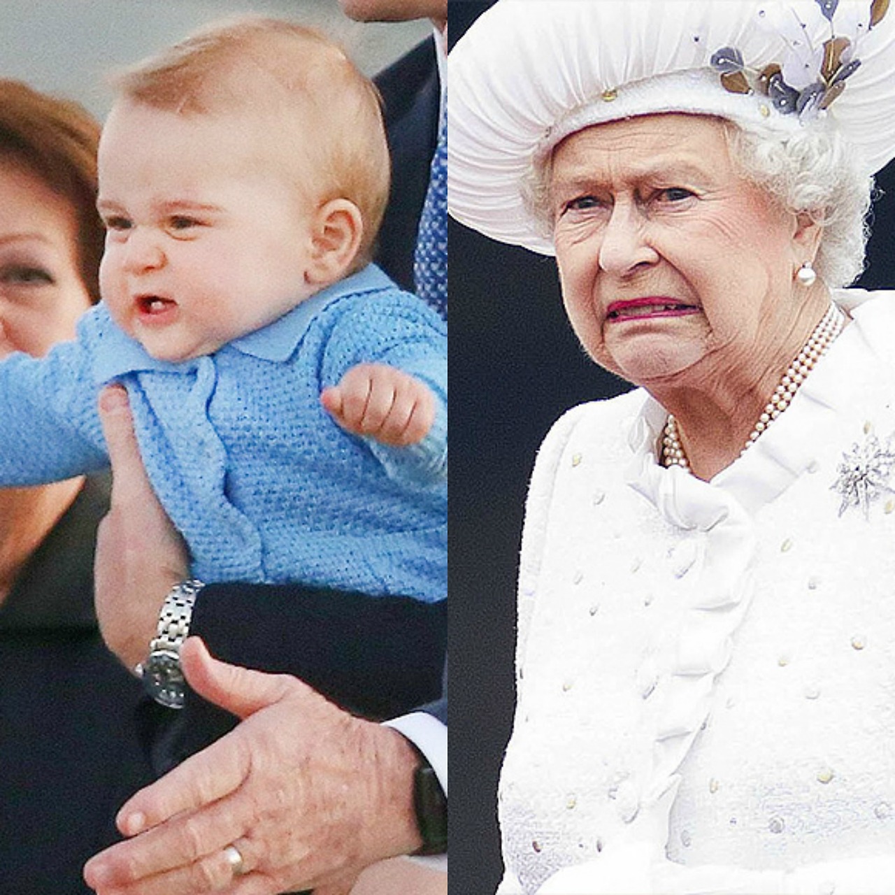 Vicces fotók: György herceg nagyon hasonlít dédnagymamájához Erzsébet királynéhoz