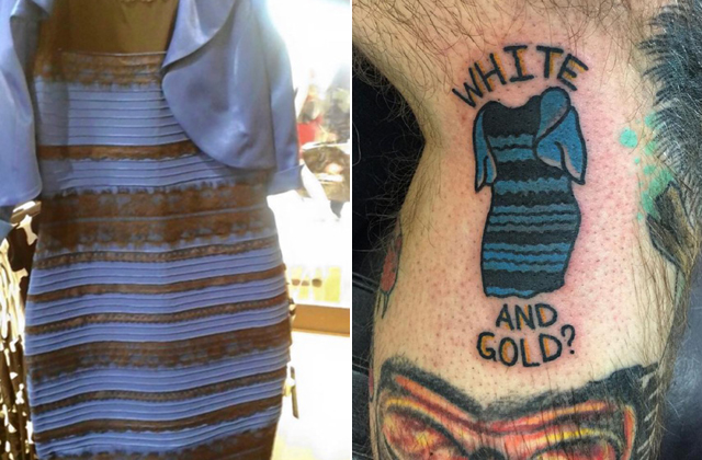 Egy férfi magára tetováltatta a meghatározhatatlan színű ruhát
