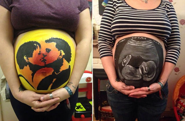 Felesége terhespocakjára festett a férfi - képek