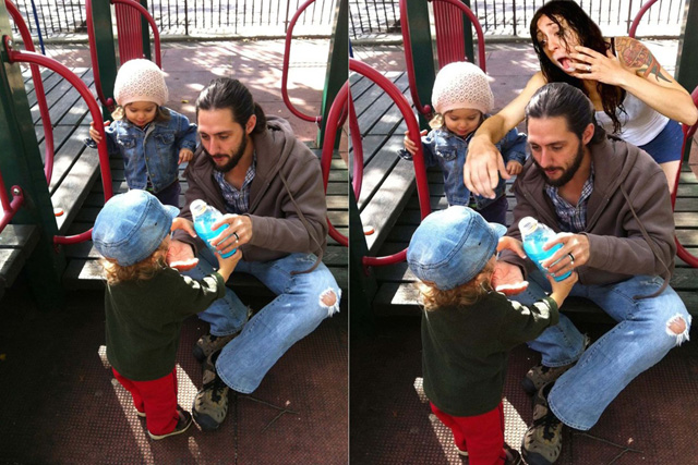 A családi fotókra photoshopolta magát az anya - vicces galéria