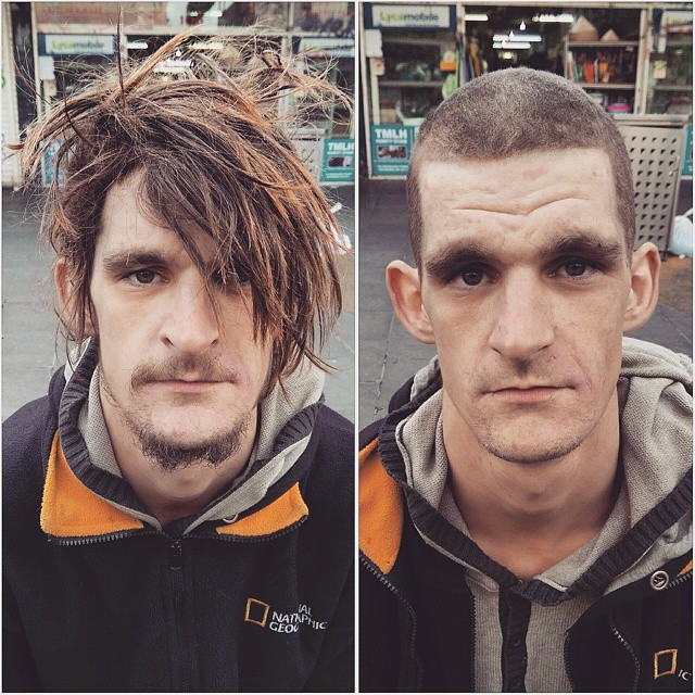 Az utca fodrásza: elképesztő átalakuláson mennek keresztül a hajléktalanok