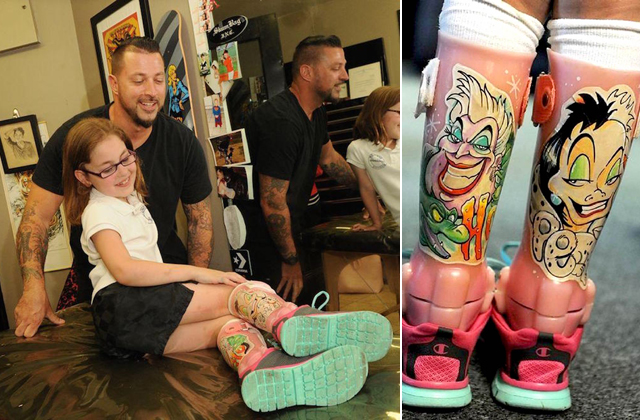 Tetoválóművész dekorálta ki a kislány lábprotéziseit