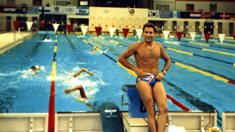 Béres László az 1988-as szöuli olimpia uszodájában