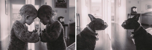 Tündéri fotók: ugyanolyan beálíltásokban fotózta a kislányát és a kutyájukat 