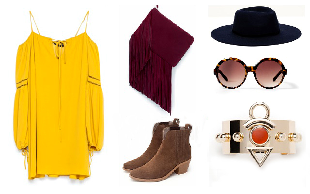 Ruha, táska, cipő, kalap, karkötő: Zara, napszemüveg: Mango