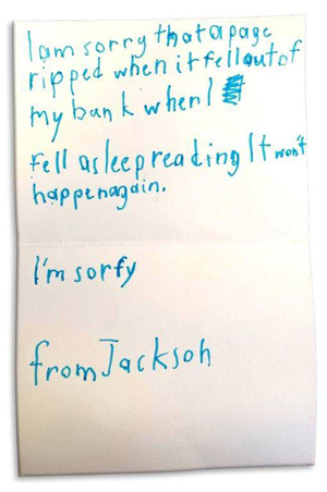 Cuki bocsánatkérő levelet írt a kisfiú a könyvtárnak