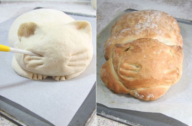 Egy kis kreativitás, néhány vonal, és máris kész a macskás kenyér.