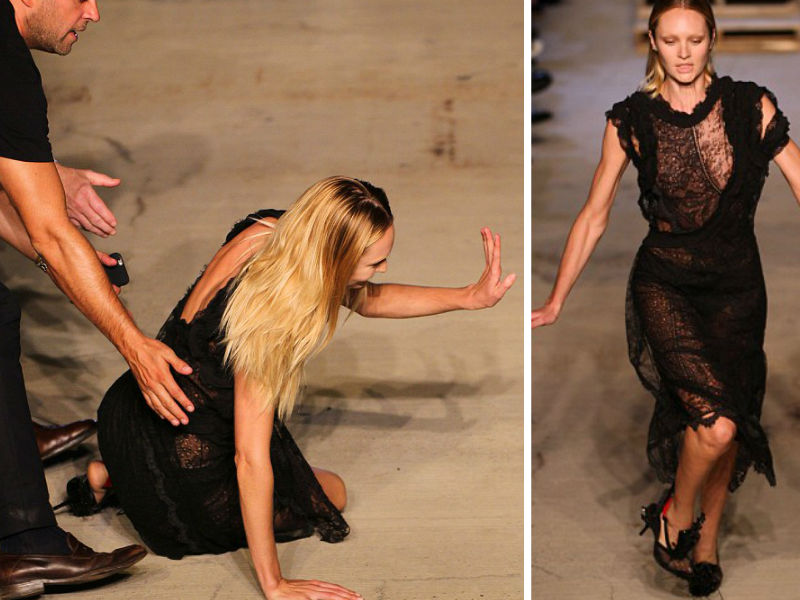 Candice Swanepoel szupermodell hatalmasat esett a kifutón - fotók