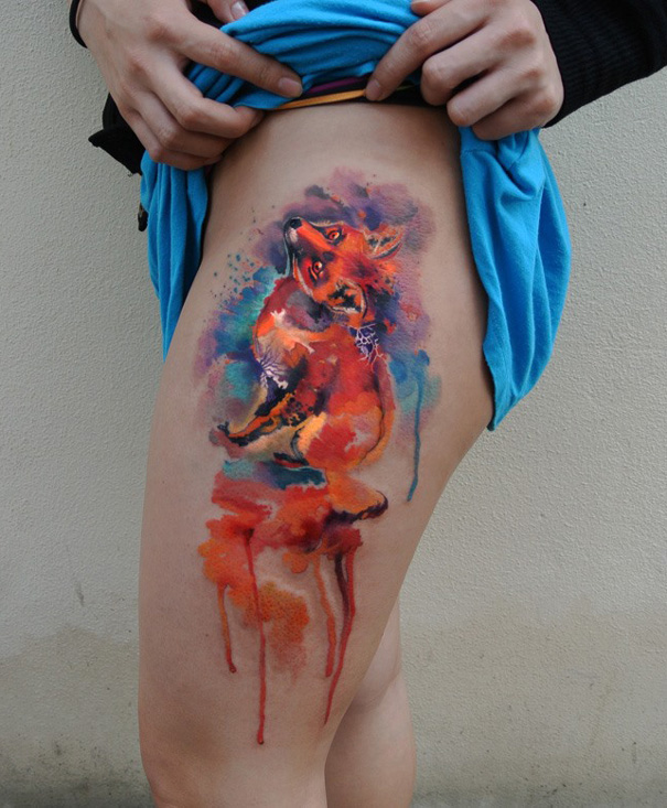 Minden napra egy tetoválás – lenyűgöző vízfesték-hatású tetoválások a cseh művésztől