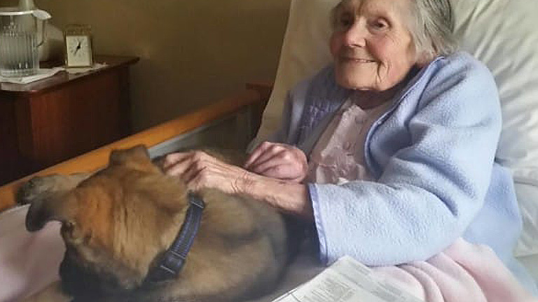 Kiskutyával vidították fel az idősek otthonának lakóit – megható fotó