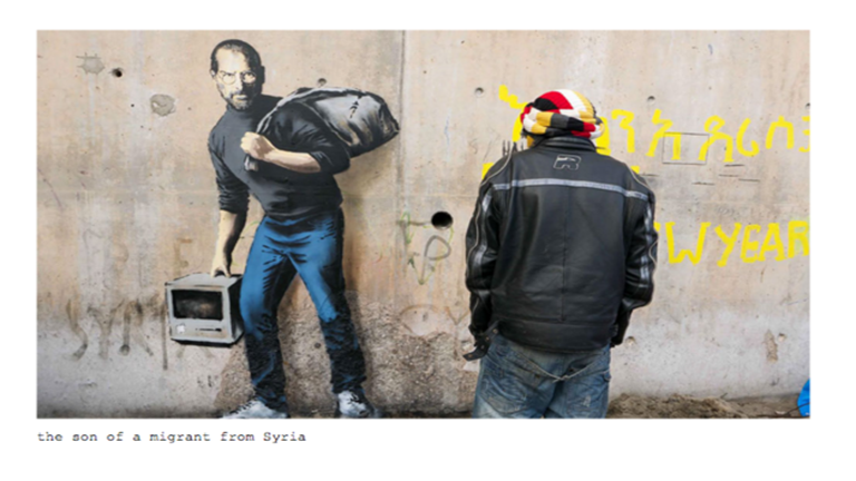 Banksy újra alkotott: Steve Jobs képével áll ki a migránsok mellett