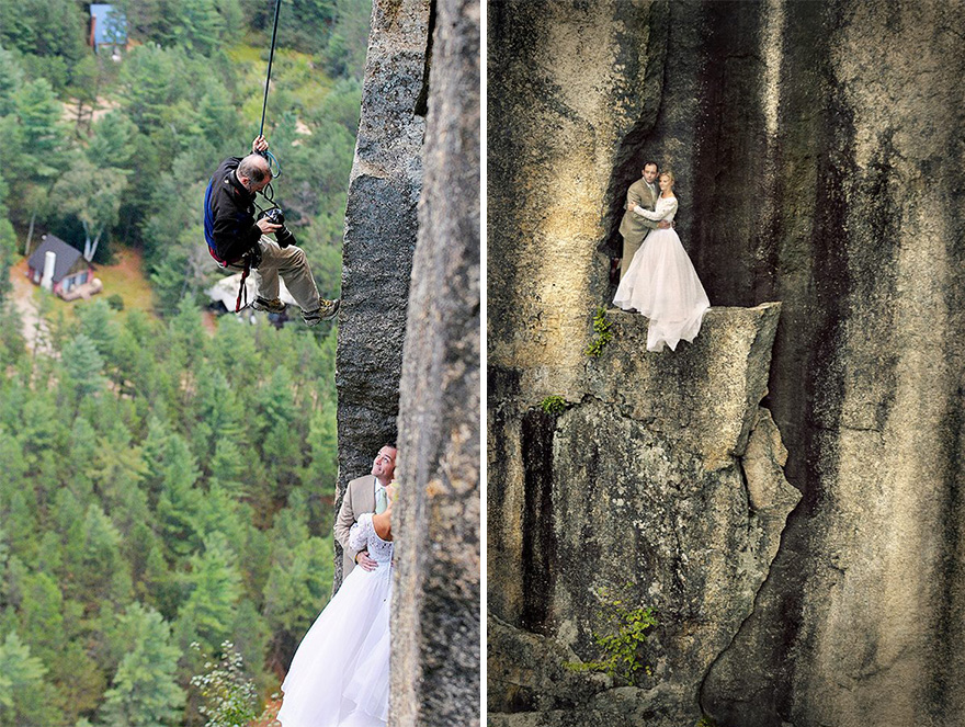 Ilyen egy igazán extrém esküvői fotózás – lélegzetelállító képek