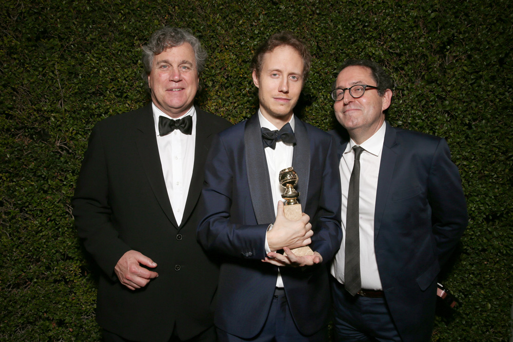 Tom Bernard és Michael Barker a Sony Pictures képviseletében, középen Nemes Jeles László rendezővel
