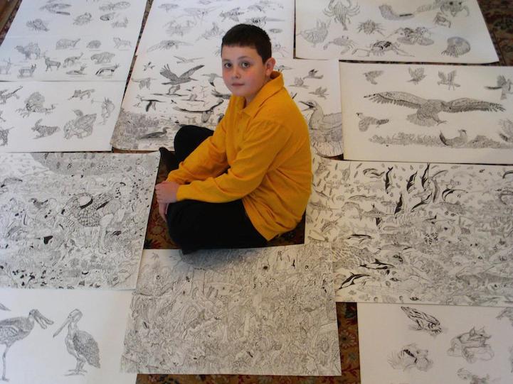 Elképesztő rajzokat készít a 11 éves kisfiú - fotók
