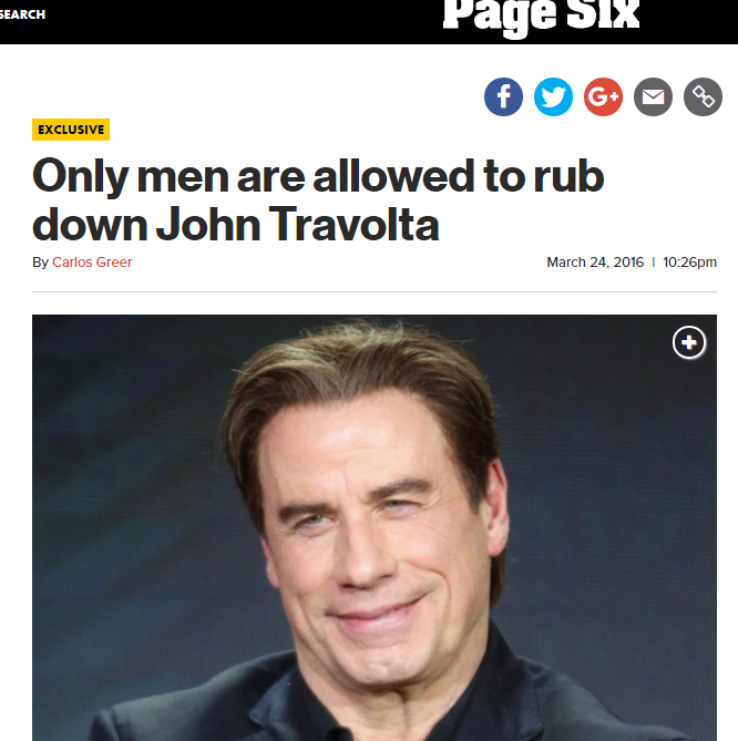 Minden, John Travolta és a masszőre viszonyáról
