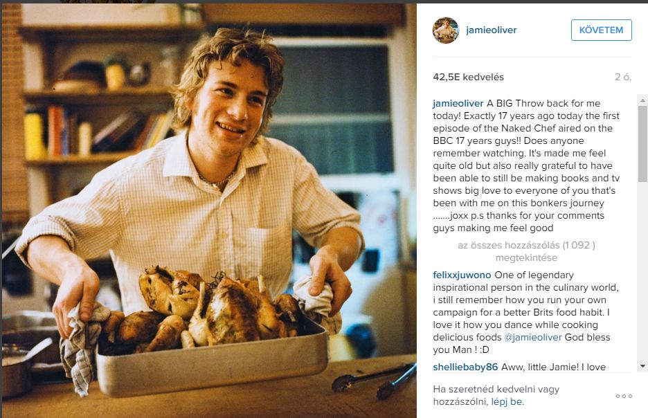 Jamie Oliver: már 17 éve pucér a szakács
