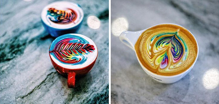 Művészet a kávédon: itt a szivárványos tejhab! - képek