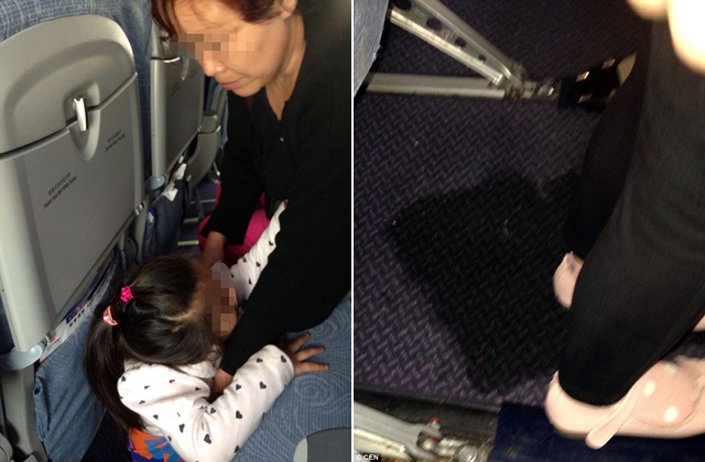 A repülőgép padlójára pisiltették a kislányt