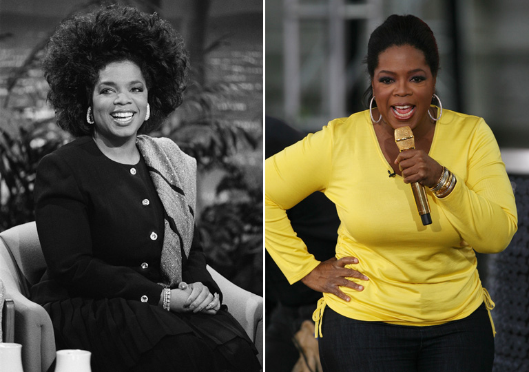 Oprah Winfrey 1986-ban és most