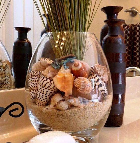 Csodás dekorációk kagylóból és homokból - fotók
