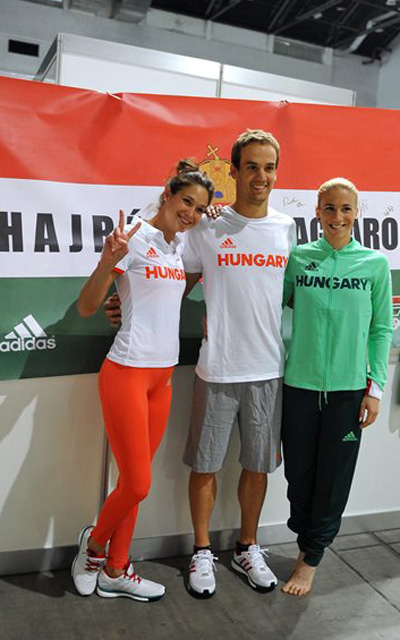 Földházi Zsófia, Demeter Bence és Kovács Sarolta (b-j), a riói olimpián résztvevő öttusázók 