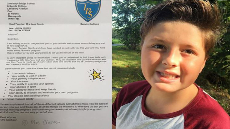 Ezt a levelet írták az autista kisfiúnak, miután nem ment át a vizsgákon