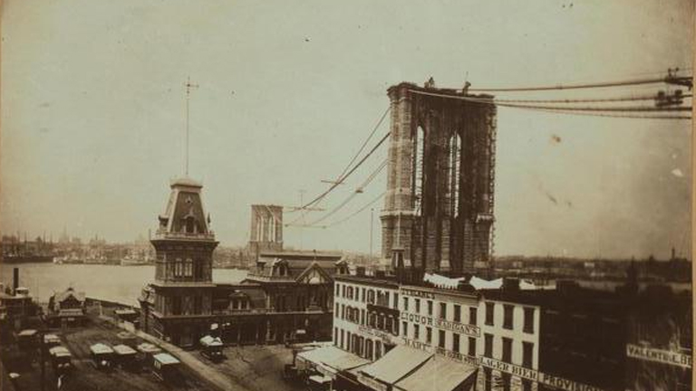 Épül a Brooklyn-híd - A kép 1880 környékén készült 