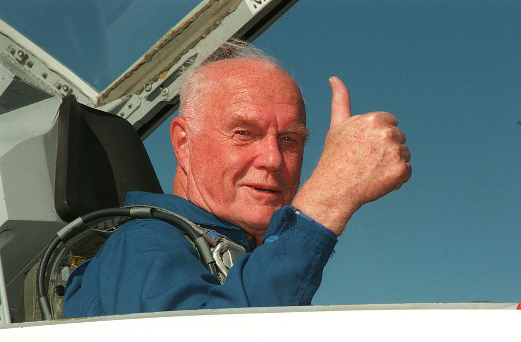 John Glenn 77 évesen, 1998-ban tért vissza az űrbe (Fotó: NASA)
