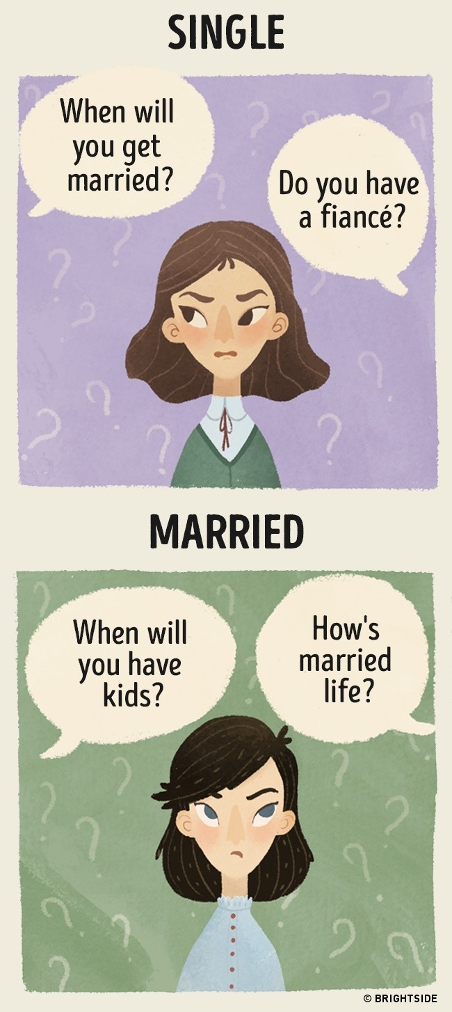 8 különbség a szingli lét és a házas élet között - cuki illusztrációk