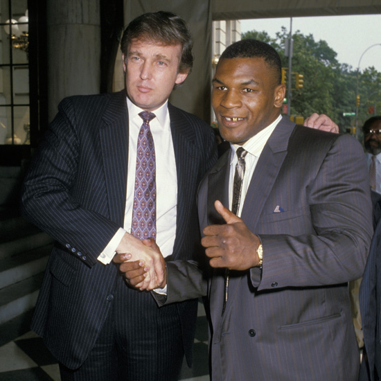 Donald Trump és Mike Tyson, 1988-ban egy sajtótájékoztatón (Fotó: Ron Galella/Getty Images)