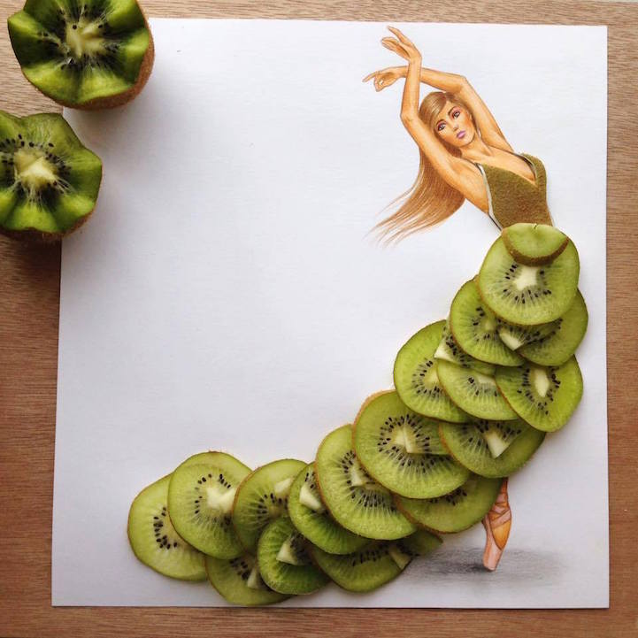 Ínycsiklandó illusztrációk: ételek teszik teljessé a divatrajzokat