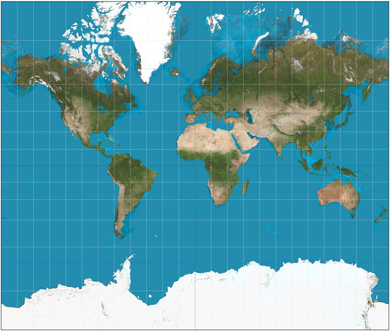 A Mercator-projekció, 1569-ből (Kép: Wikipedia)