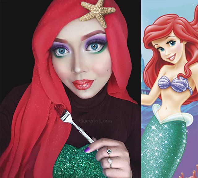 Hidzsábja segítségével alakul Disney-hercegnőkké a maláj sminkes
