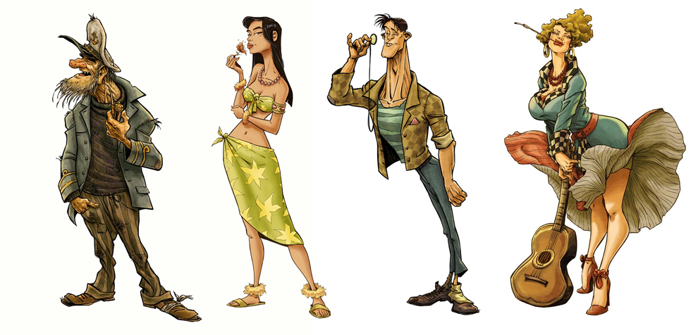 Garisa Zsolt figurái: Piszkos Fred, Manuéla, Fülig Jimmy és kedvese, Ofélia (Kép: Piszkos Fred közbelép/Facebook)