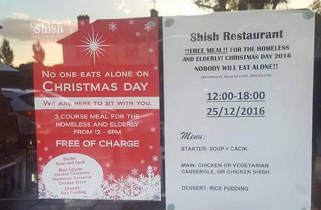 Muszlim étteremben ehetnek ingyen az idősek és a hajléktalanok karácsonykor