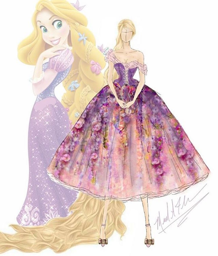 Trendi divatillusztrációkon születnek újjá a Disney-hercegnők ruhái