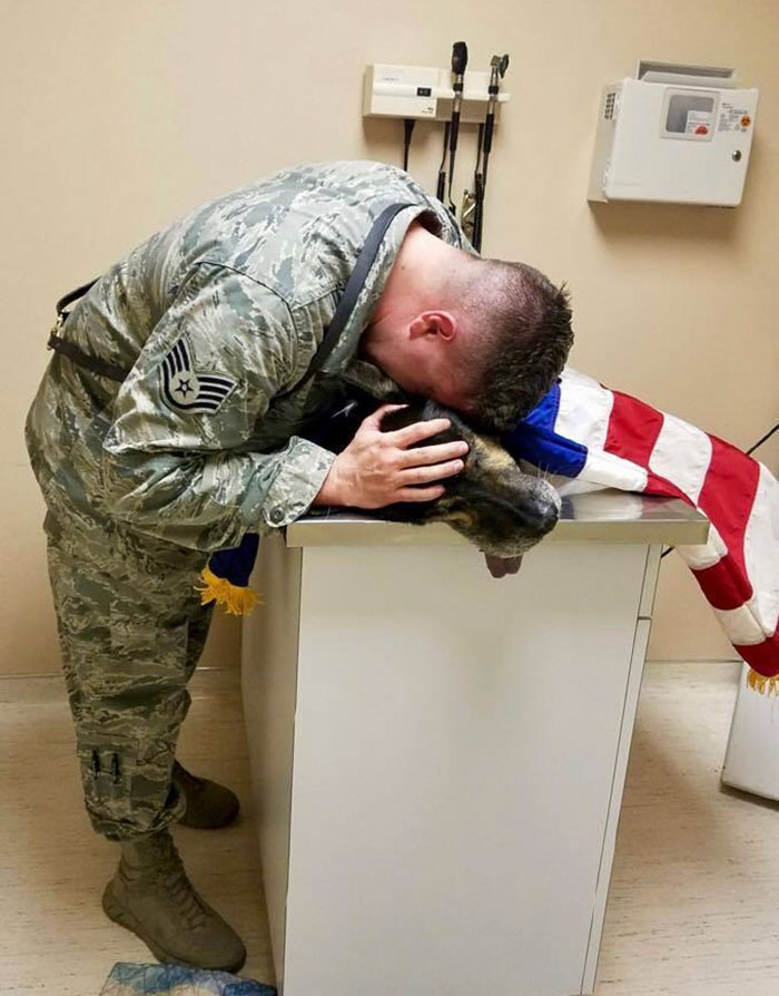 Az utolsó pillanatig kitartott szolgálati kutyája mellett a katona
