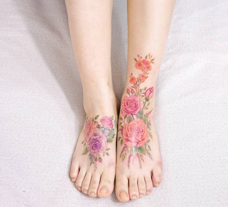 Gyönyörűszép vízfesték hatású tetoválások