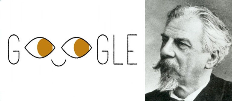 Ferdinand Monoyer és a mai Google Doodle (Forrás: Wikipedia/Google)