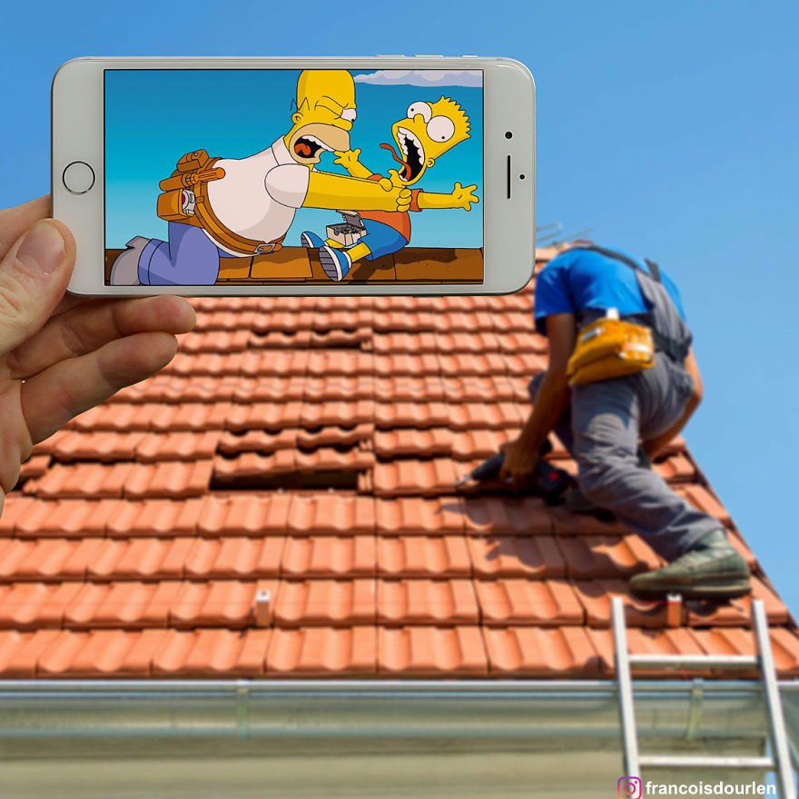 Simpson család szereplők a valóságba montázsolva - vicces fotók