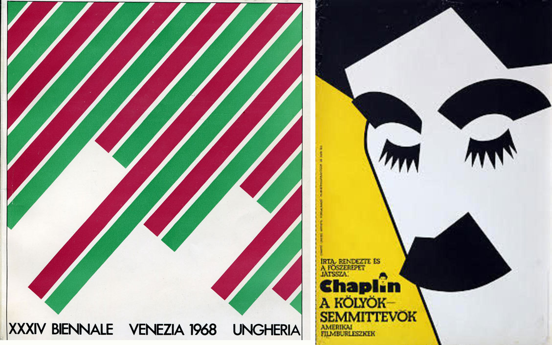 Az 1968-as Velencei Biennáél plakátja és egy Chaplin-filmplakát (Fotó: Kemény György)